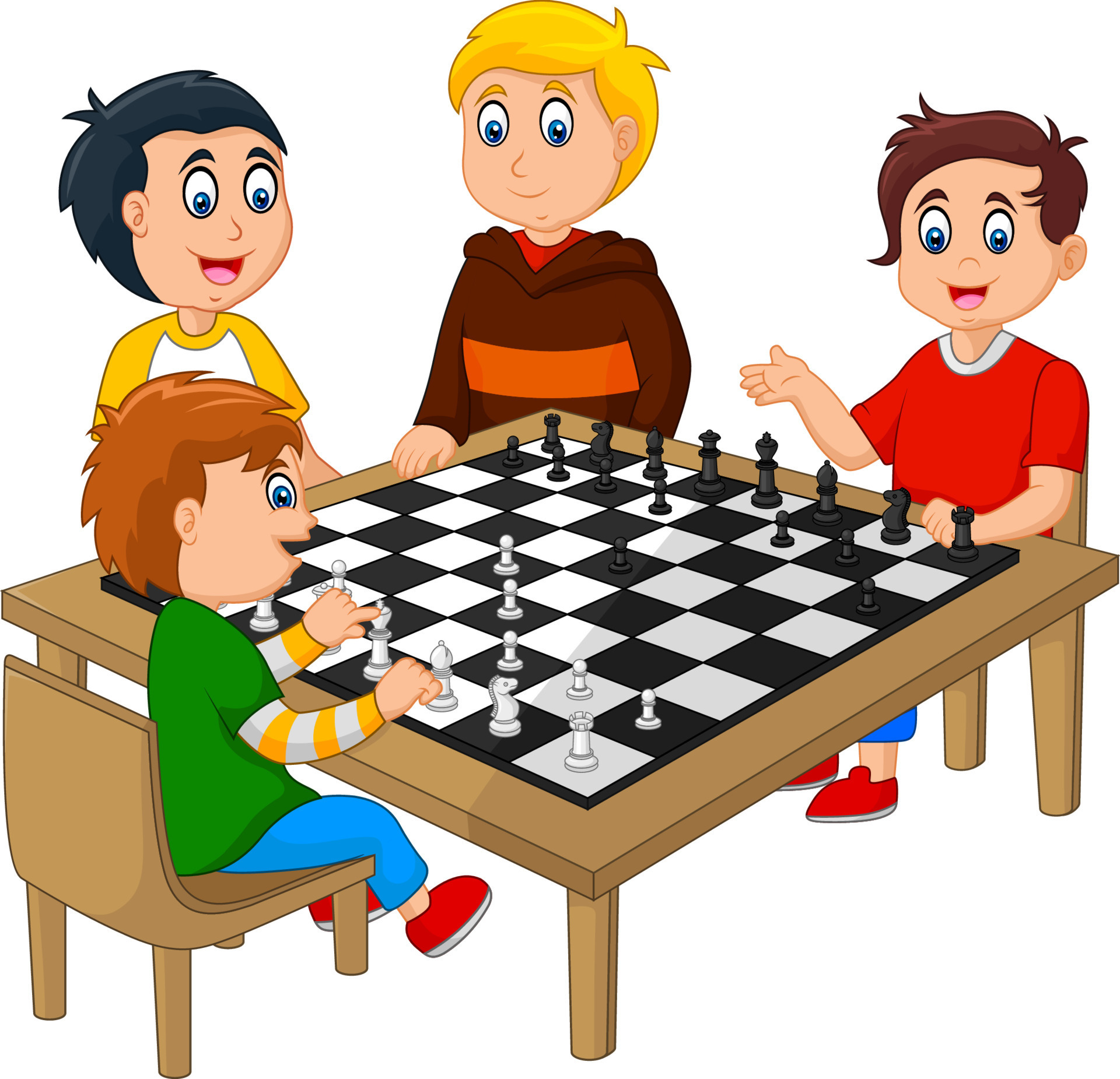 cute-happy-kids-playing-chess-free-vector